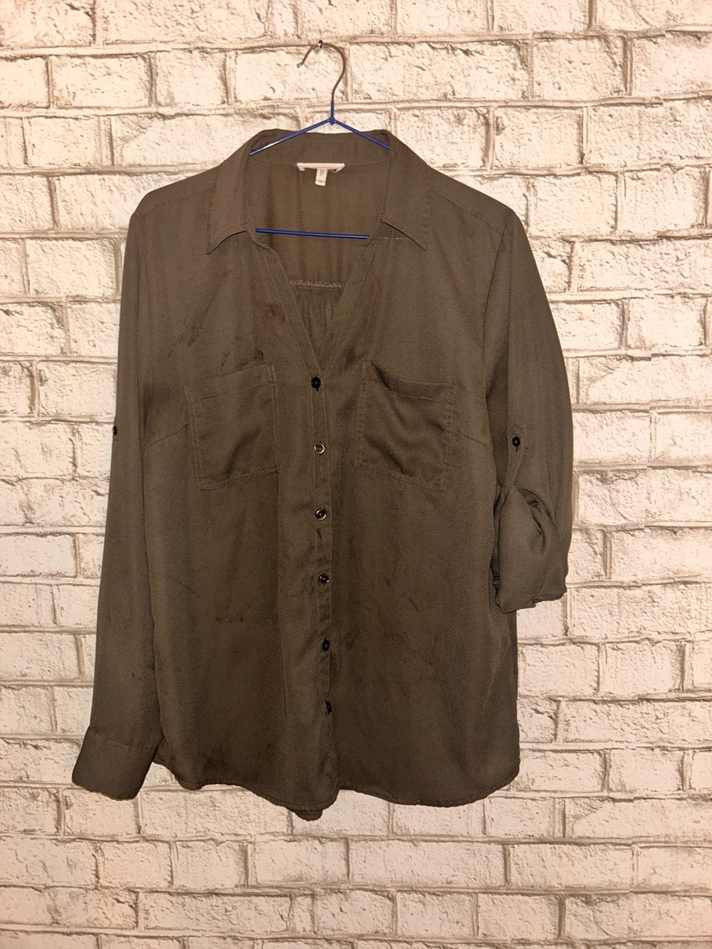 Maurices Olive Green Button-Up Blouse